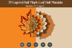 3d layered Half maple leaf Half mandala Product Image 3