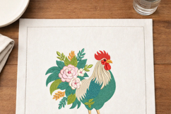 Rooster Embroidery Design Floral Farmhouse Kitchen 4x4 5x7 Product Image 3