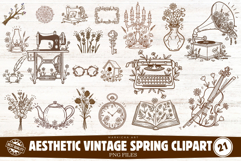 Aesthetic Spring Reading Clipart - Spring Bundle Product Image 1