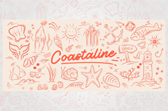 set of Red toned illustration of beach and sea life objects Product Image 1