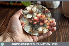 GorgeousMarble 3D Flowers Round Coaster design.
