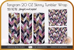 Marble Pink Tangram Skinny Tumbler Chevron Wrap Sublimation 1