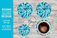 Blue marble texture round car coaster sublimation 001 Product Image 1