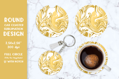 Gold marble texture round car coaster sublimation 002 Product Image 1