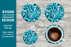 Blue marble texture round car coaster sublimation 003 Product Image 1