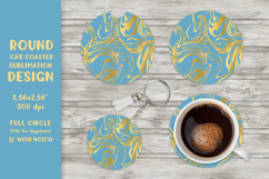 Blue gold marble texture round car coaster sublimation 005 Product Image 1