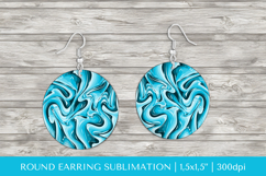 Blue marble texture round earrings sublimation design 001 Product Image 1