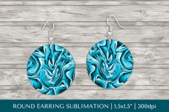 Blue marble texture round earrings sublimation design 002 Product Image 1