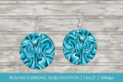 Blue marble texture round earrings sublimation design 003 Product Image 1