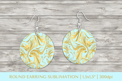 Blue marble texture round earrings sublimation design 004 Product Image 1