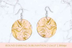 Pink marble texture round earrings sublimation design 006 Product Image 1