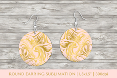 Pink marble texture round earrings sublimation design 007 Product Image 1