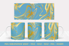 Marble Texture Mug Sublimation Design. Blue Gold Mug Wrap 06 Product Image 1