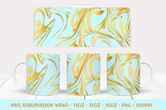 Marble Texture Mug Sublimation Design. Blue Gold Mug Wrap 07 Product Image 1