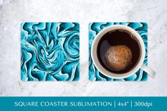 Blue marble texture square coaster sublimation design 002 Product Image 1