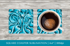 Blue marble texture square coaster sublimation design 003 Product Image 1