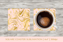 Gold marble texture square coaster sublimation design 006 Product Image 1