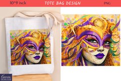 Mardi Gras Mask| Mardi Gras Carnival Tote Bag Design Product Image 1