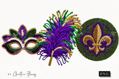 Faux Latch Hook Mardi Gras Clipart | Mardi Gras PNG Product Image 1