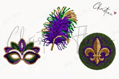 Faux Latch Hook Mardi Gras Clipart | Mardi Gras PNG Product Image 3