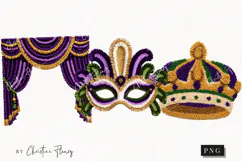 Faux Latch Hook Mardi Gras Clipart | Mardi Gras PNG Product Image 1