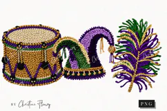 Faux Latch Hook Mardi Gras Clipart | Mardi Gras PNG Product Image 1