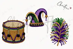 Faux Latch Hook Mardi Gras Clipart | Mardi Gras PNG Product Image 3