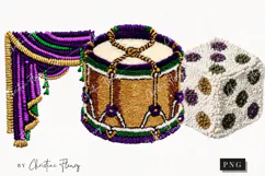 Faux Latch Hook Mardi Gras Clipart | Mardi Gras PNG Product Image 1