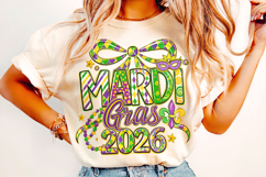 Mardi Gras 2026 PNG Sublimation, Fleur De Lis PNG, King Cake Product Image 1