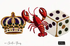 Faux Latch Hook Mardi Gras Clipart | Mardi Gras PNG Product Image 1