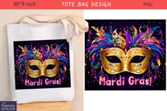 Mardi Gras Mask| Mardi Gras Carnival Tote Bag Design Product Image 1