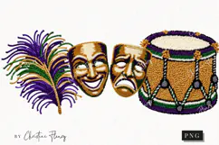 Faux Latch Hook Mardi Gras Clipart | Mardi Gras PNG Product Image 1
