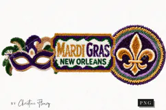 Faux Latch Hook Mardi Gras Clipart | Mardi Gras PNG Product Image 1