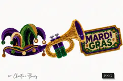 Faux Latch Hook Mardi Gras Clipart | Mardi Gras PNG Product Image 1