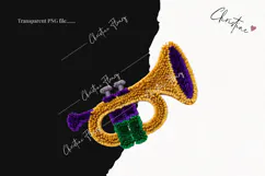 Faux Latch Hook Mardi Gras Clipart | Mardi Gras PNG Product Image 2