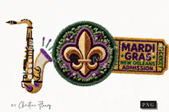Faux Latch Hook Mardi Gras Clipart | Mardi Gras PNG Product Image 1