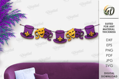 Mardi Gras Banner Laser Cut. Mardi Gras Wall Decor SVG Product Image 1