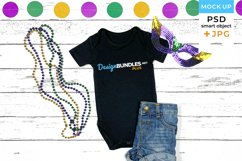 Black Bodysuit Mockup Mardi Gras | Baby bodysuit mockup Product Image 1