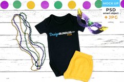 Mardi Gras mockup Black bodysuit | Baby bodysuit mockup Product Image 1