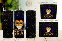 Mardi Gras Tumbler, Blue Feather Mask 20oz Skinny Tumbler Product Image 2