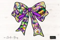 Mardi Gras Coquette Bow PNG, Mardi Gras PNG Product Image 4