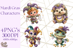 Cute Mardi Gras Characters PNG Kids Animals Carnival Clipart Product Image 1
