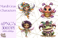 Cute Mardi Gras Characters PNG Kids Animals Carnival Clipart Product Image 1