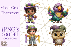 Cute Mardi Gras Characters PNG Kids Animals Carnival Clipart Product Image 1