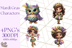 Cute Mardi Gras Characters PNG Kids Animals Carnival Clipart Product Image 1