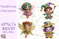 Cute Mardi Gras Characters PNG Kids Animals Carnival Clipart Product Image 1