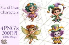 Cute Mardi Gras Characters PNG Kids Animals Carnival Clipart Product Image 1