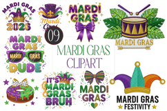 Mardi Gras Clipart Design, 9 PNG Sublimation Design Product Image 1