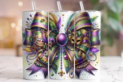 Mardi Gras Coquette Bow Tumbler Wrap, Mardi Gras Tumbler PNG Product Image 1
