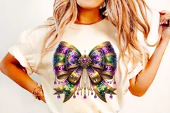 Mardi Gras Coquette Bow PNG, Mardi Gras Sublimation, Bow PNG Product Image 1